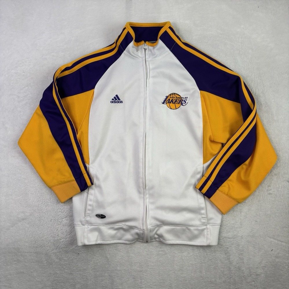 Adidas NBA Los Angeles Lakers Full Zip LS Warm Up Jacket Youth Size Medium White